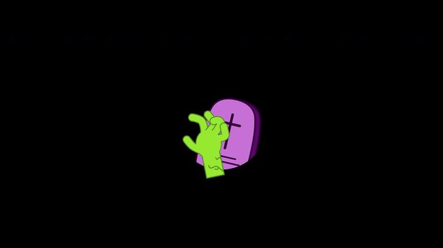 ghost hand and tombstone motion graphics video transparent background with alpha channel