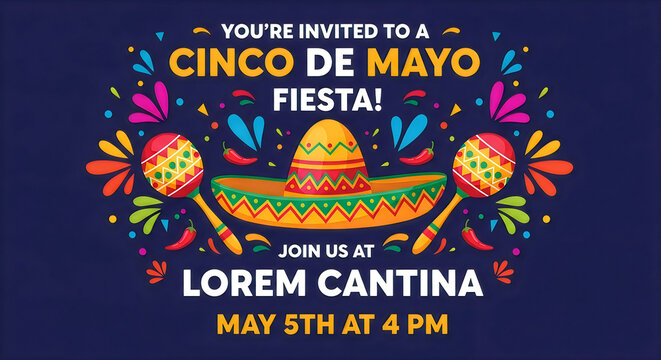 Invitation to a vibrant cinco de mayo fiesta at lorem cantina