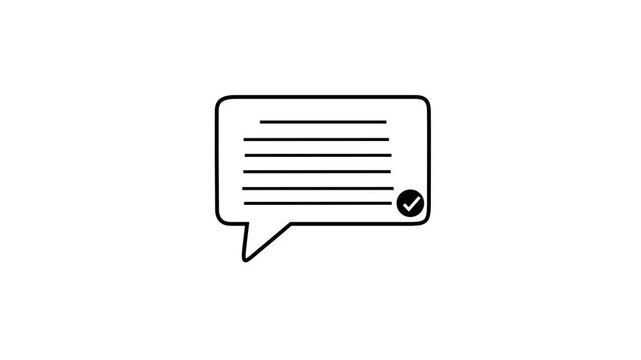 Text message box with typing three lines 2D cartoon object animation. Digital content creation. Online chat interface. Talking speech bubble animated flat outline item 4K video isolated on white