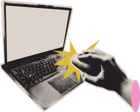Hand Using Laptop Sticker