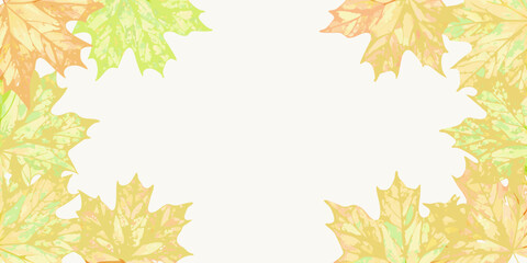Fototapeta premium Watercolor maple leaves forming a delicate autumnal frame around white space