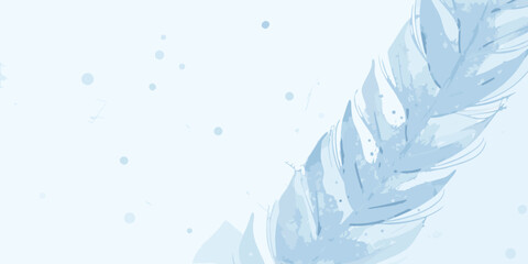 A delicate light blue feather illustration with a soft airy background © Gita