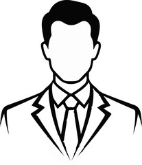 Obraz premium Stylized outline of a man wearing a suit and tie, faceless silhouette