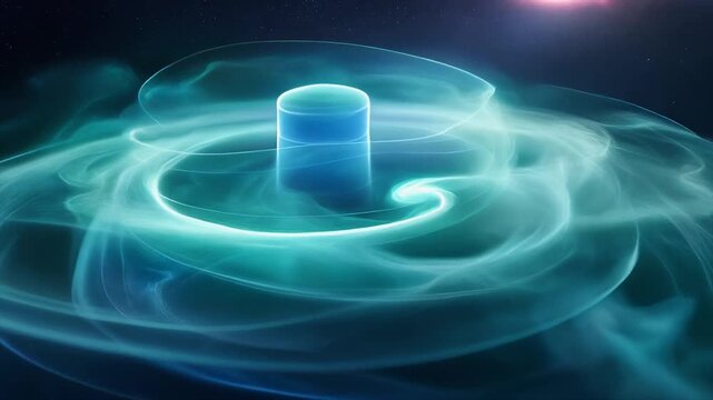 Nebula mist swirling circular atmospheric pattern rotational drift cosmic cinematic ambience