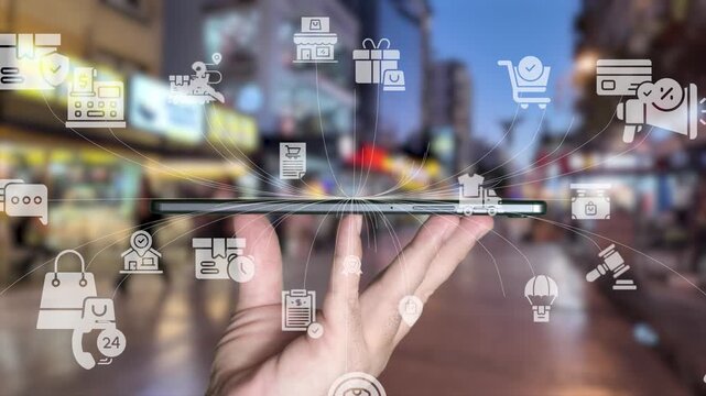 Omni channel technology of online retail business method. Multichannel marketing on social media network platform offer service of internet payment channel, online retail shopping and omni digital app
