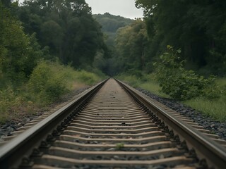 Obraz premium Abandoned Railway in Wild Nature