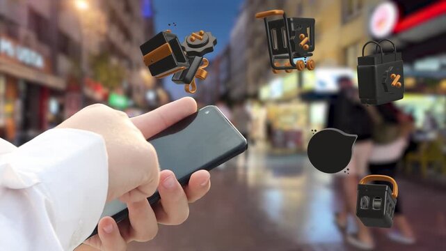 Omni channel technology of online retail business method. Multichannel marketing on social media network platform offer service of internet payment channel, online retail shopping and omni digital app