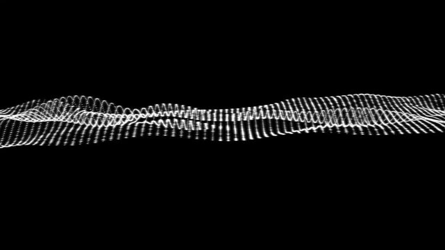 Abstract white digital sound wave on black background with computer graphic