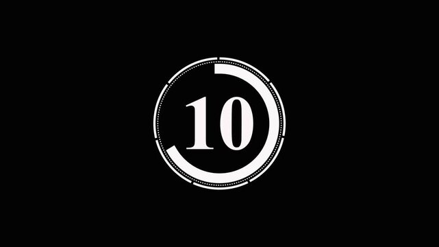 Minimalist digital countdown timer with white circle graphic element on black background