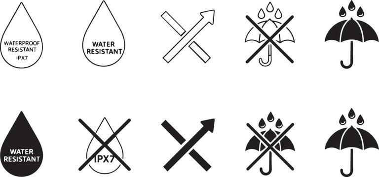 Waterproof & Water‑Resistant Icon Set &ndash; Product Label Vector