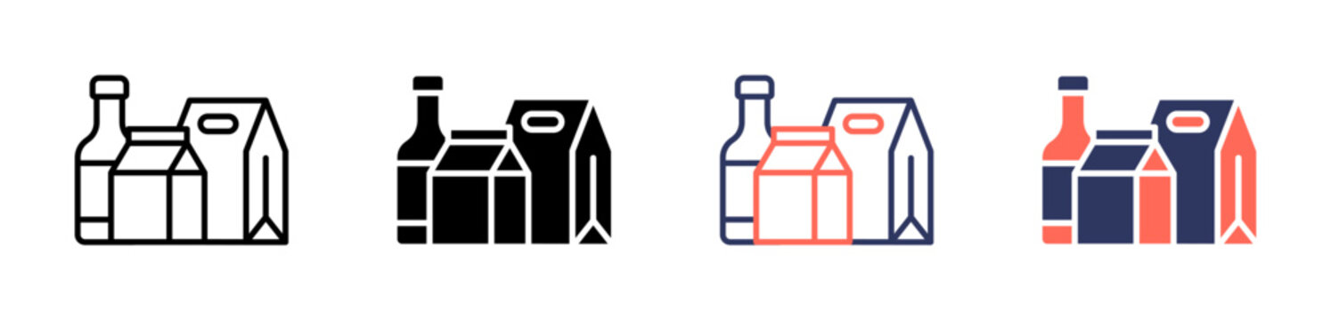 packaging icon set multiple style collection