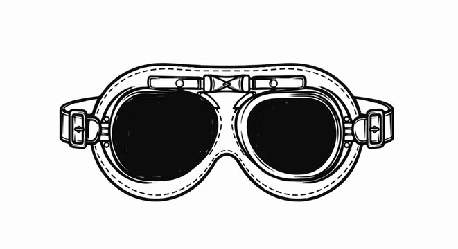 Vintage-style pilot goggles with leather frame and adjustable straps
