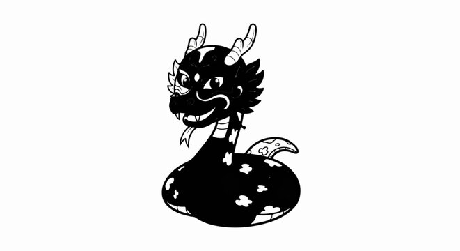 Whimsical cartoon snake-like creature with floral pattern