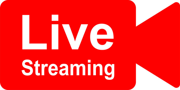 Red live streaming logo with white text and k symbol isolated on transparent background