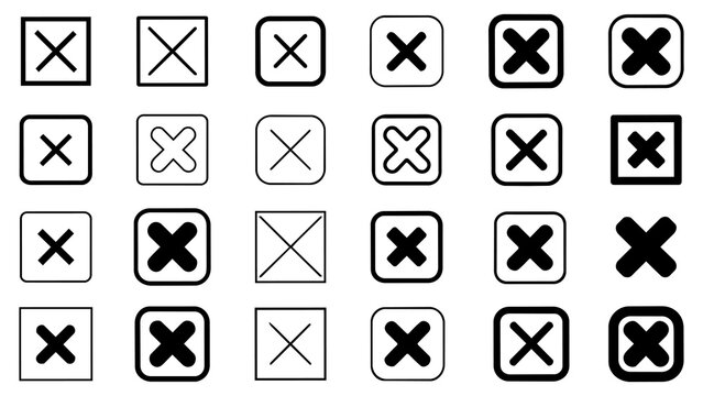 Variety square crossmark symbol design collection
