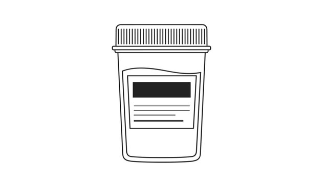 Minimalist outline of a medical specimen container or laboratory sample jar with a ribbed screw-top lid and a blank white labeling area.