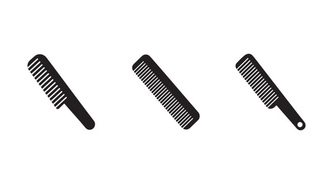 Three black combs with different angles and a hole on one handle for hanging  simple design