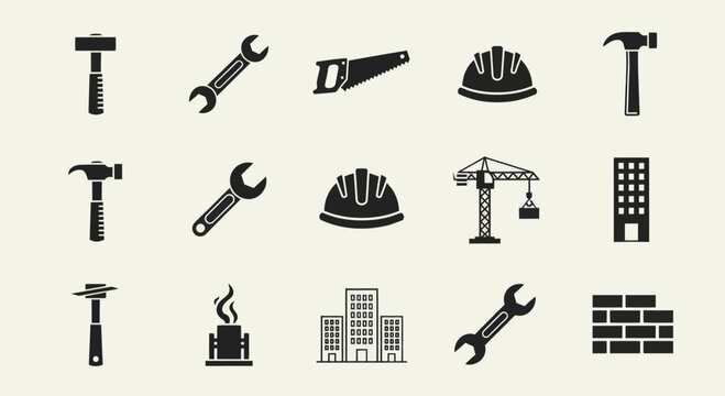 Construction and Building Tools Icons Set.