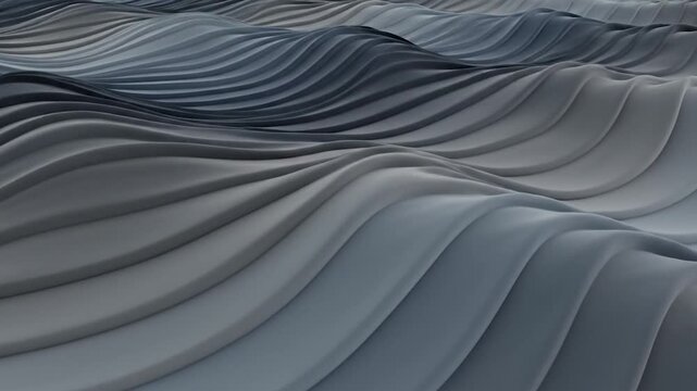 Abstract undulating waves of varying shades of blue and grey create a mesmerizing and fluid visual texture