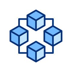 Obraz premium Blockchain solid icon. Fintech, Financial Technology, Digital Mobile Banking, Finance concept. Blue vector sign.