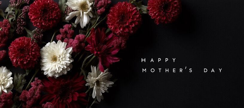  serene and elegant green background for mother's day, featuring soft purple flowers with the text happy mother's day in a delicate script font on a dark grey backdrop. the composition is centered aro