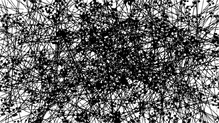 Obraz premium Chaotic Black Scribble Lines Abstract Background