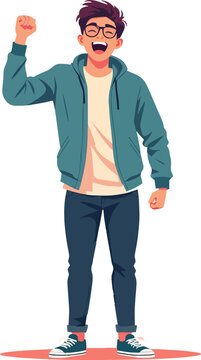 uomo o donna ragazzo o ragazza euforico vincita bello festa , balla o si sente bene vettoriale	
