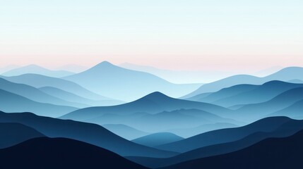 Fototapeta premium Abstract mountain landscape layered silhouette in shades of blue