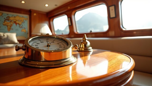 Close up of the dashboard inside the yacht