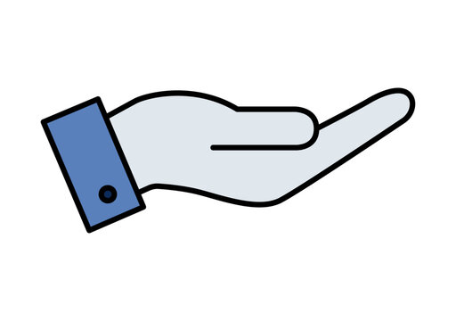 Icono de una mano abierta con la palma hacia arriba en gesto de ofrecer o pedir ayuda