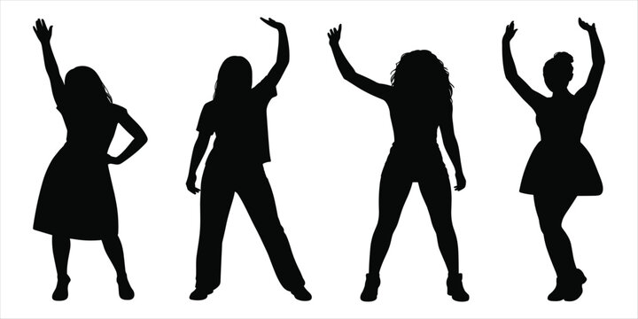 Women Silhouettes Dancing on White Background illustration untitled