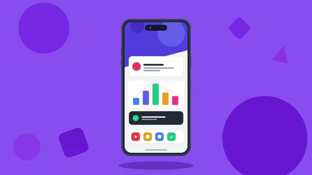 Smartphone Interface with Icon Set and Data Visualization Bundle