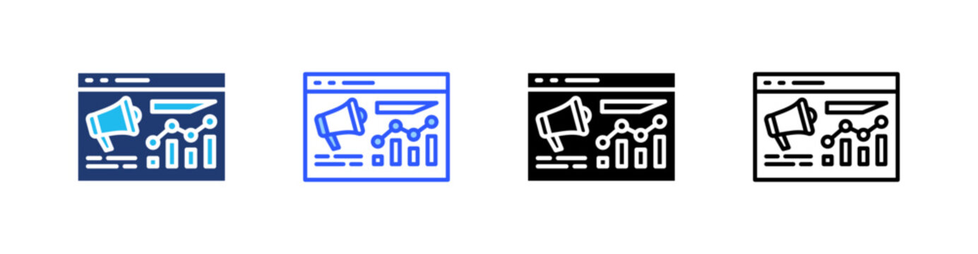 Marketing Graph Multiple Style Icon Set Collection Pack Web Banner Vector 
