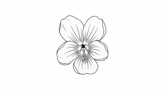 Delicate sketch of a single five-petaled flower with radiating lines