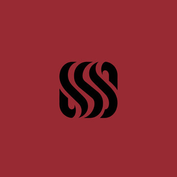 Abstract Black SSS Symbol on Red Background.