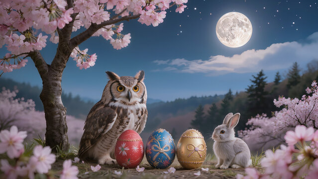 easter bunny and eggs