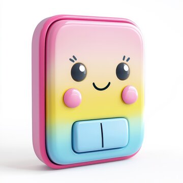 3D cartoon light switch, playful and colorful, isolated on white background.