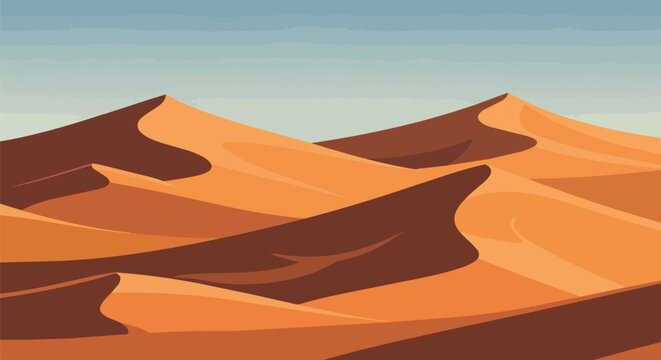 Desert Landscape with Rolling Sand Dunes and Clear Sky