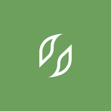 Abstract minimalist white leaf logo symbol.