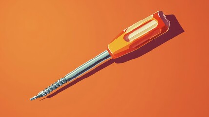 Naklejka premium Orange screwdriver on orange surface isolated tool illustration