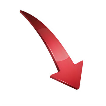A bold red downward-pointing arrow symbolizing decline or direction change