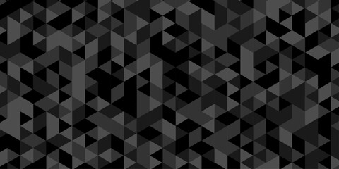 Vector seamless technology gray and black randomly low polygon background. pattern Polygon mosaic triangle, business corporate background.