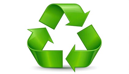 Obraz premium Glossy green recycle symbol conveying environmental consciousness and responsibility