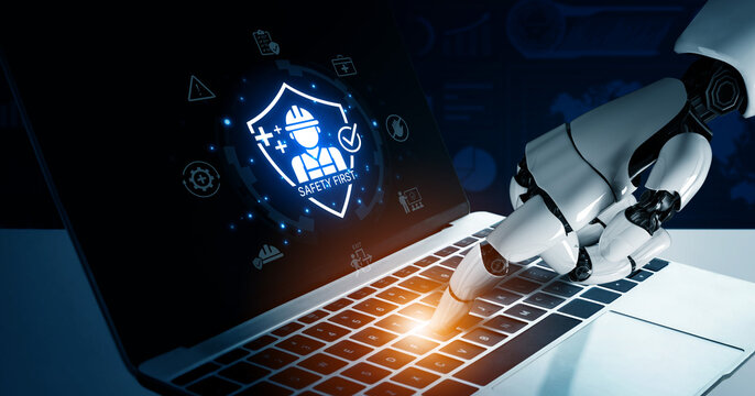 An AI assistant monitors a worksite to enforce the 'Safety First' policy. This smart system ensures compliance with occupational safety standards and prevents workplace risks. Fermion