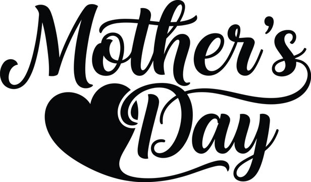 Elegant mother's day typography with a heart replacing the apostrophe