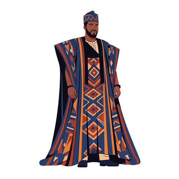 Man in traditional African attire, vibrant patterns, cultural clothing, ethnic fashion, festive wear
