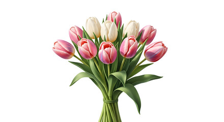 Obraz premium Fresh bouquet of pink roses in a clear vase arrangement isolated on transparent background tulips flowers for mother's day father's day anniversary and other event