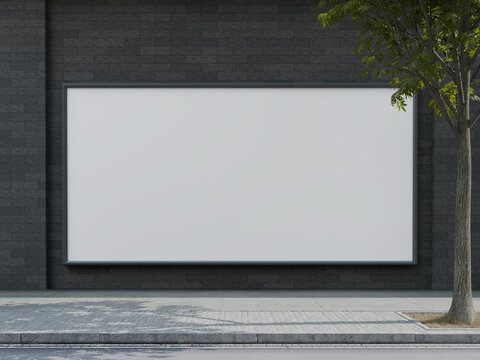 Blank White Advertisement Space Mockup on a Wall 3D Render Billboard