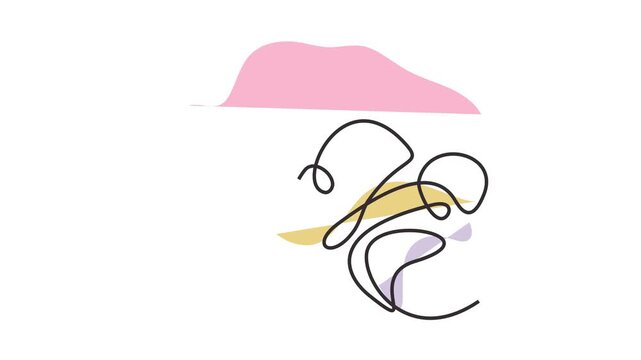 Animated self drawing of continuous line draw of  Human Brain in Line Art  Full length one line animation. 4K	
