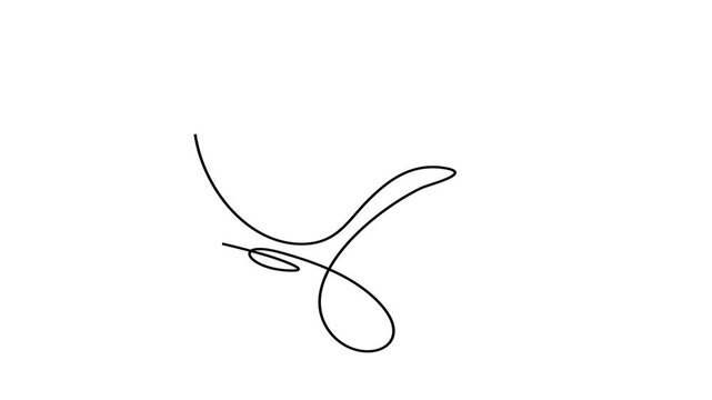 Animated self drawing of continuous line draw of  Abstract Hummingbird Logo in Line Art.  Full length one line animation. 4K	
